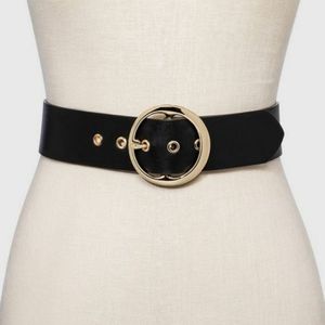 📌FINAL SALE  |Ava & Viv | Black Faux Leather Belt W/ Gold O Ring Buckle